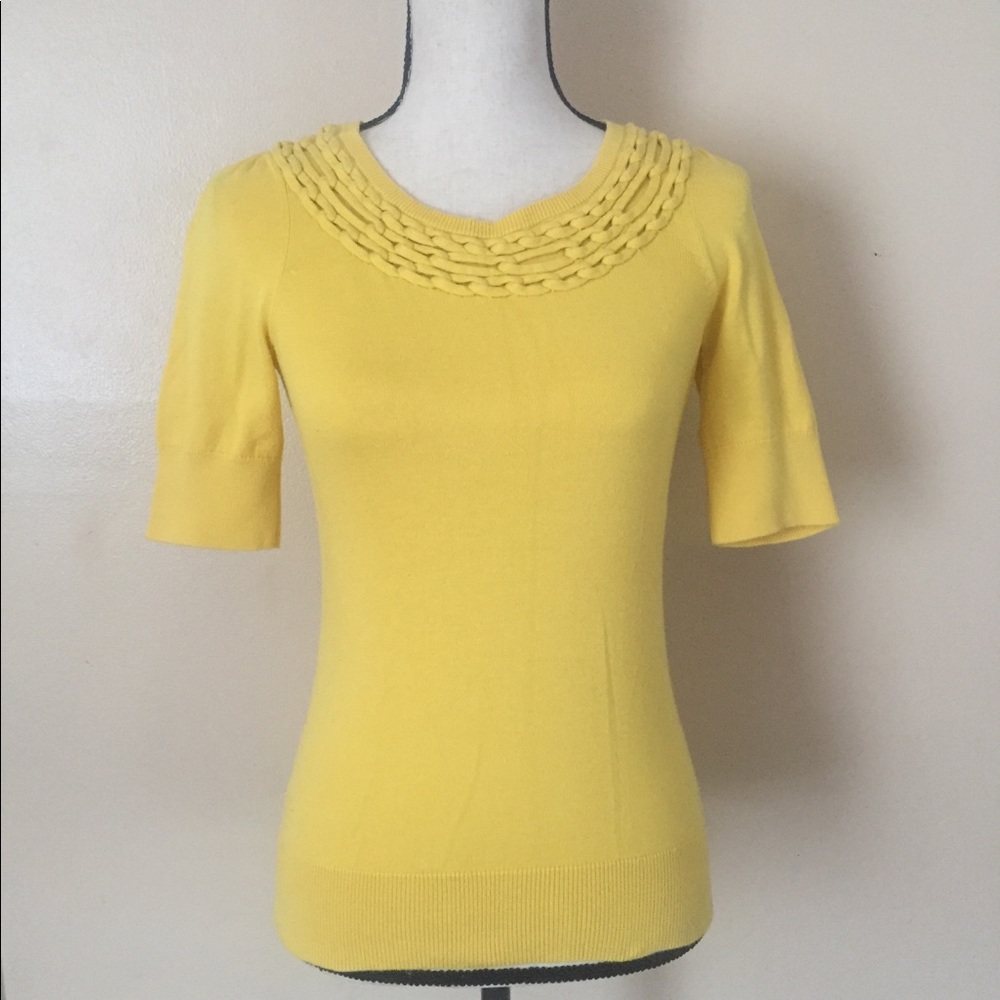 Anthropology Moth Yellow Embroidered Sweater